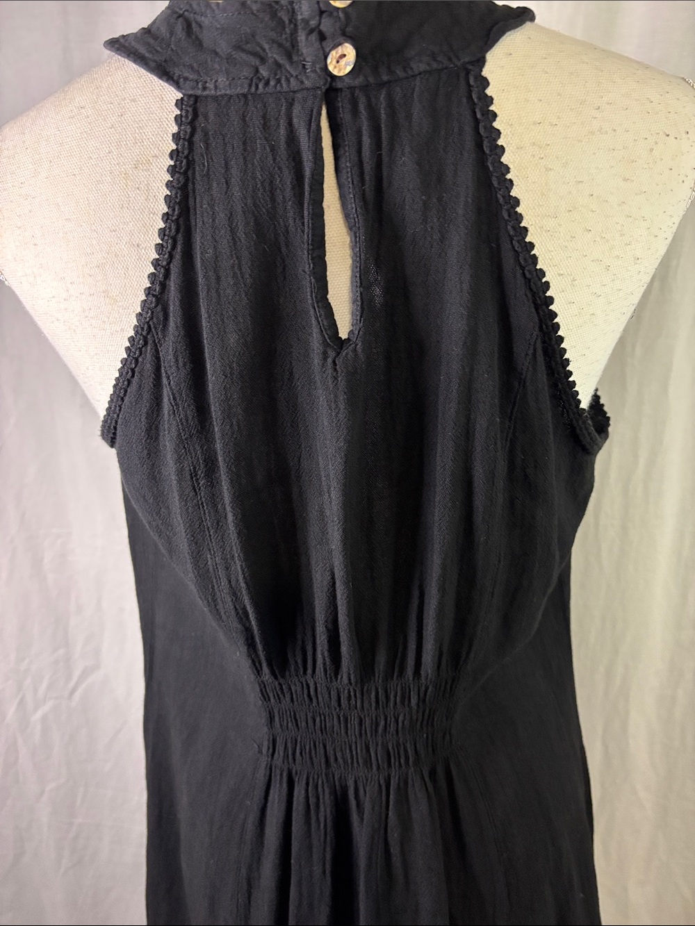 Cotton Natural Black Halter Dress Boho/Hippie (48) - Picture 5 of 7